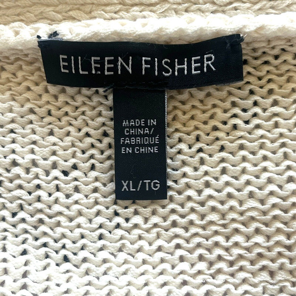 Eileen Fisher Cream Round Neck Short Sleeve Organic Cotton Blend Sweater… - Picture 6 of 7